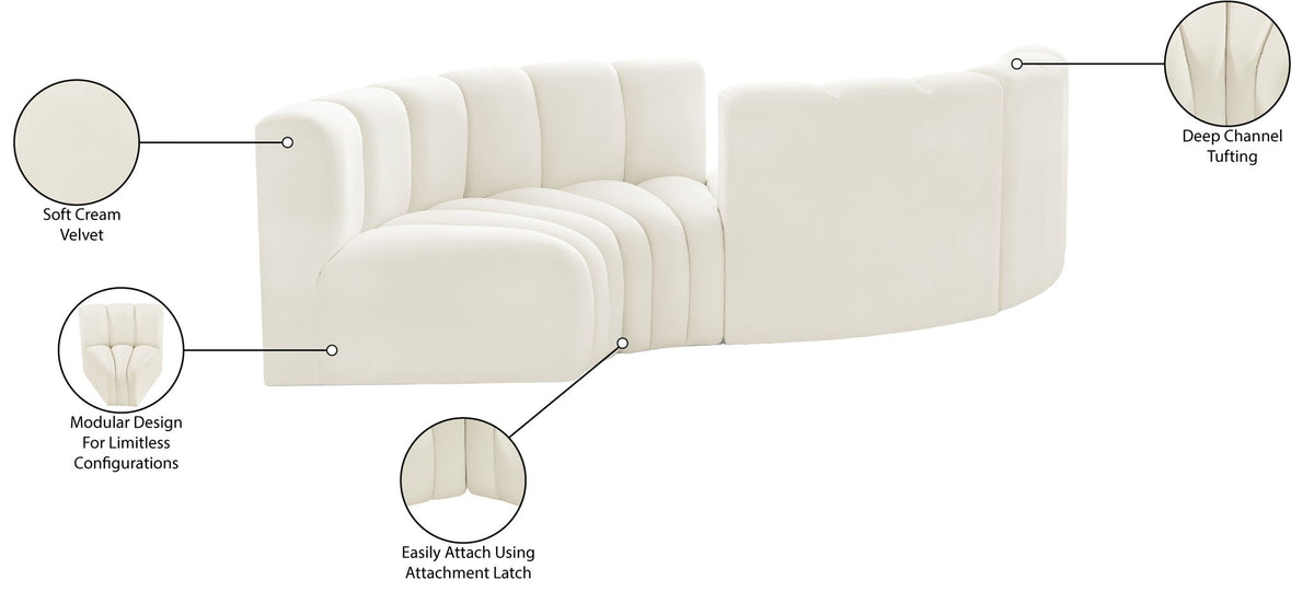 Arc - Velvet 4 Piece Curved Modular Sofa