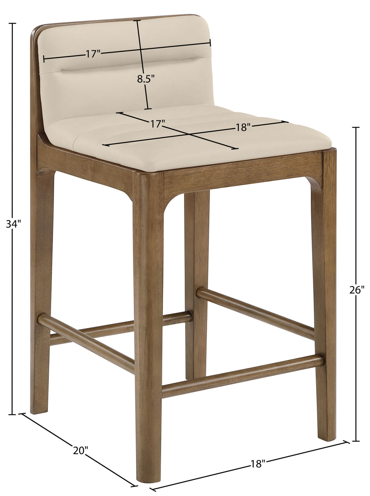 Ellis - Vegan Leather Upholstered Counter Stool (Set of 2) - Brown Base
