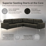 Pimentel - Leather Sectional Sofa With Tufted Back And Track Arms