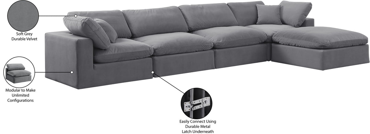 Comfy - 5 Piece Velvet Modular Sectional With Chaise