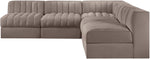 Rummi - Armless Velvet Performance Fabric Upholstered 5 Piece Modular Sectional