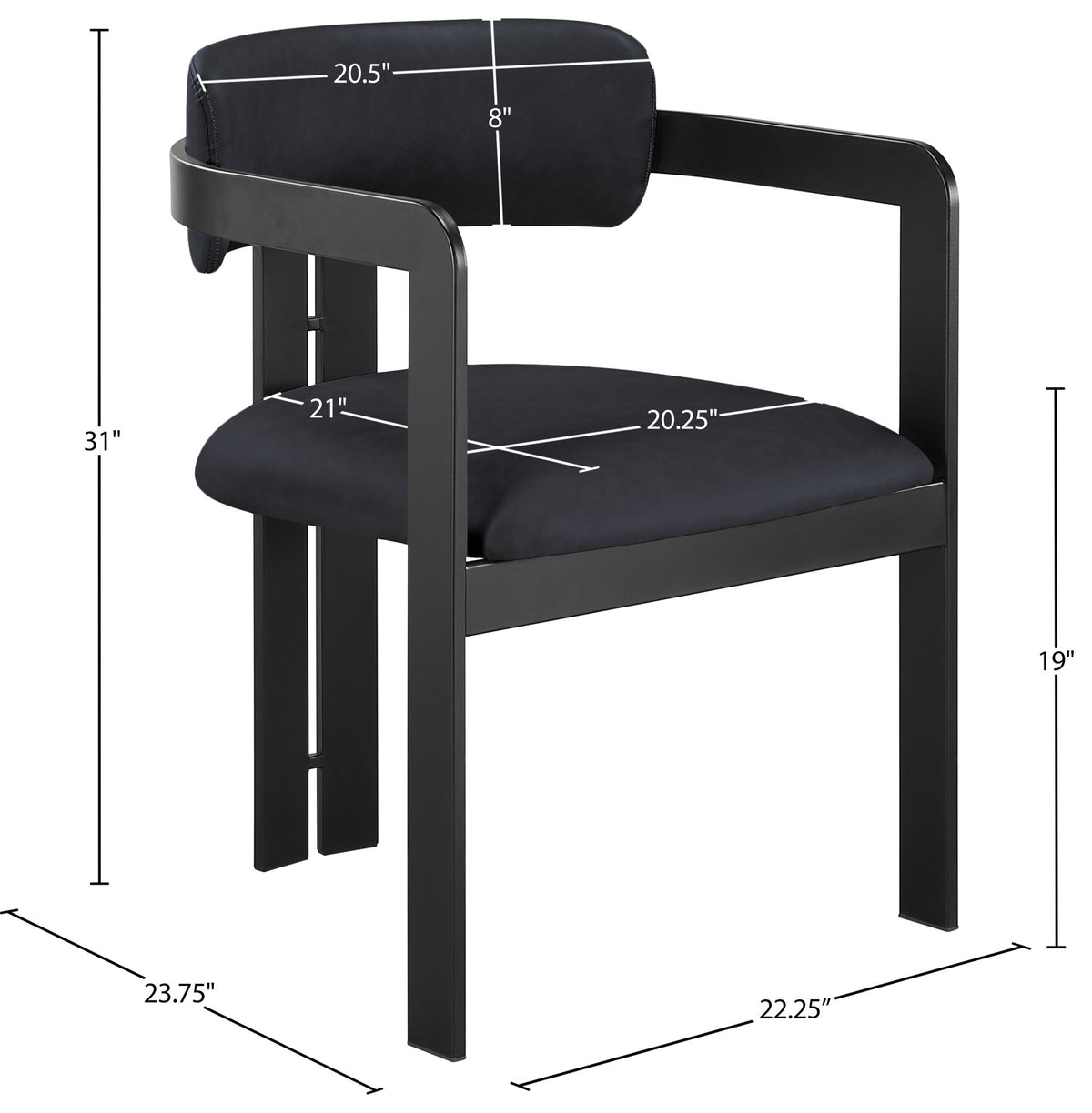 Aurum - Vegan Leather Upholstered Dining Chair With Graphite Black Base (Set of 2)