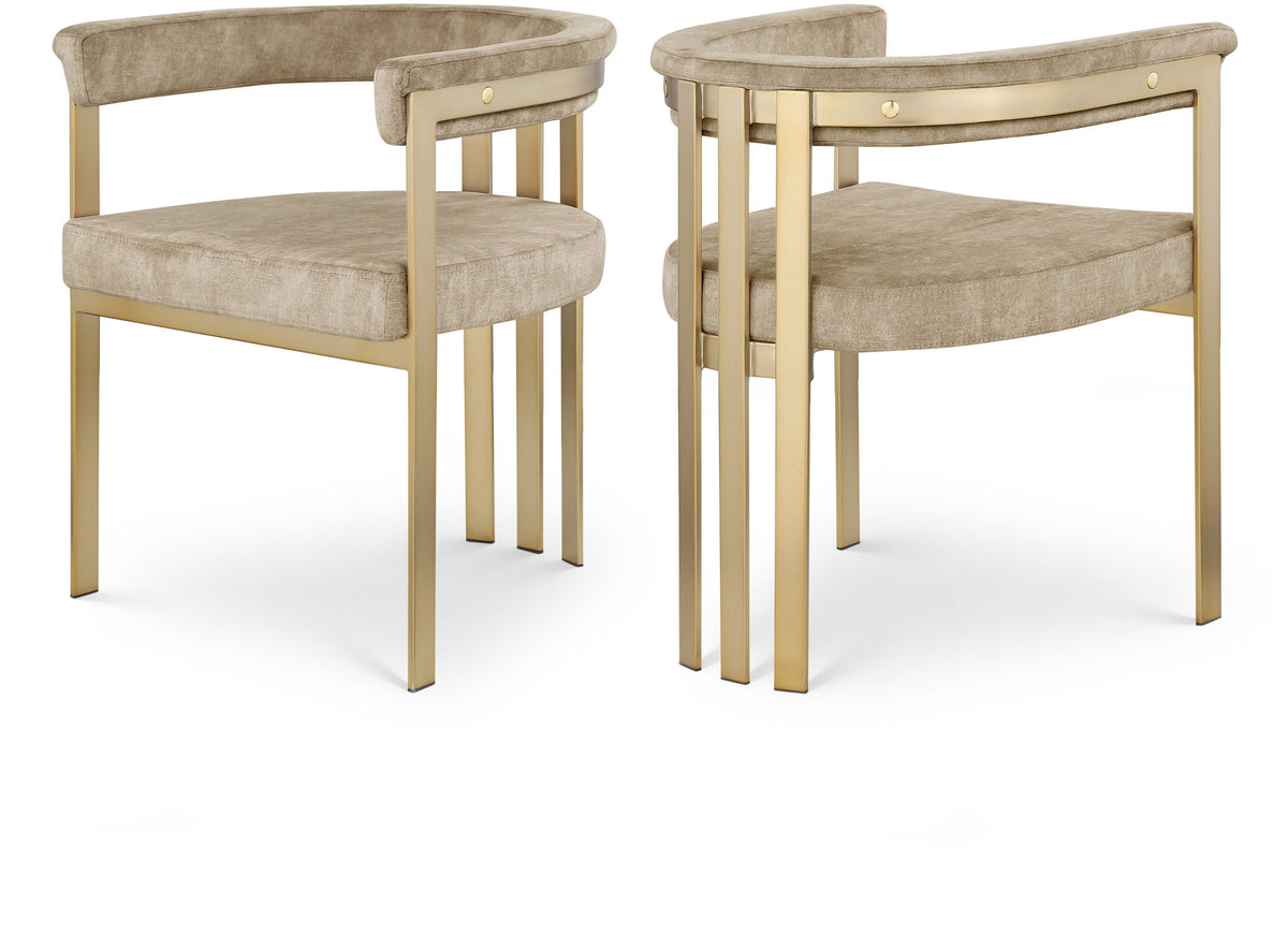 Marcello - Dining Chair With Brushed Gold Iron Frame (Set of 2) - Beige