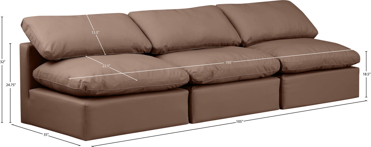 Indulge - Faux Leather 3 Seat Modular Armless Sofa