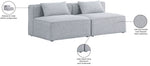 Cube - Linen Modular 2 Seat Armless Sofa