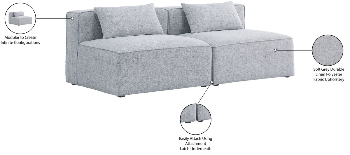 Cube - Linen Modular 2 Seat Armless Sofa