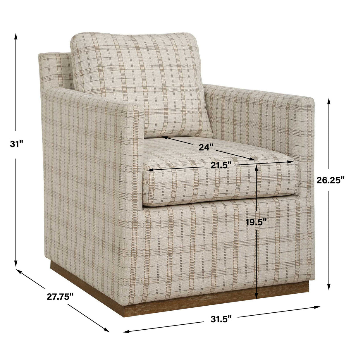 Basie - Casual Linen Swivel Chair - White