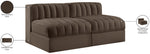 Rummi - Velvet Performance Fabric Upholstered 2 Piece Modular Armless Loveseat