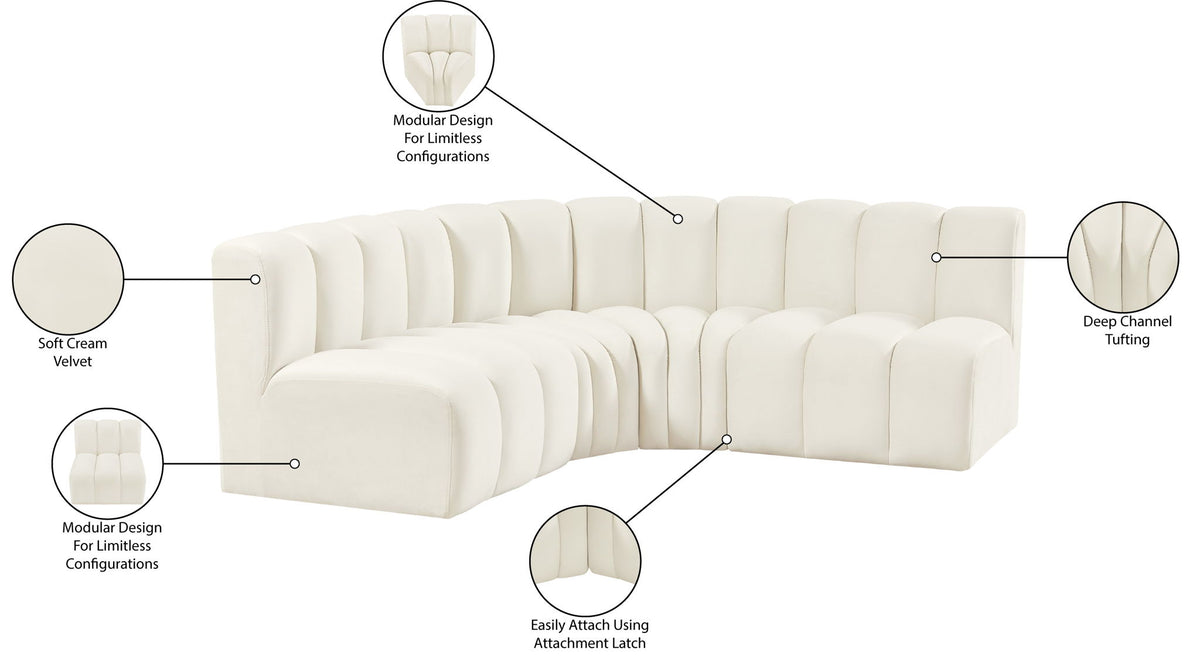 Arc - Velvet 4 Piece Corner Modular Sofa