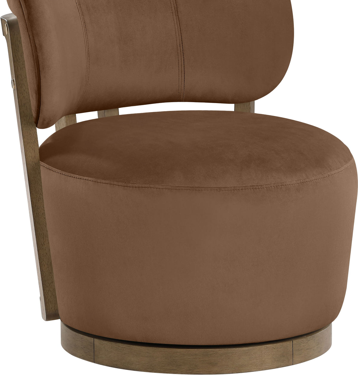 Elara - Velvet Upholstered Swivel Accent Chair - Stained Brown