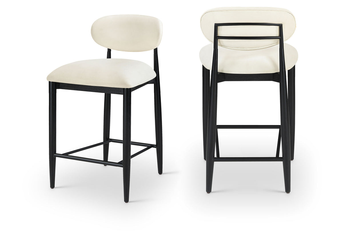 Riccio - Faux Leather Stool - Black Frame