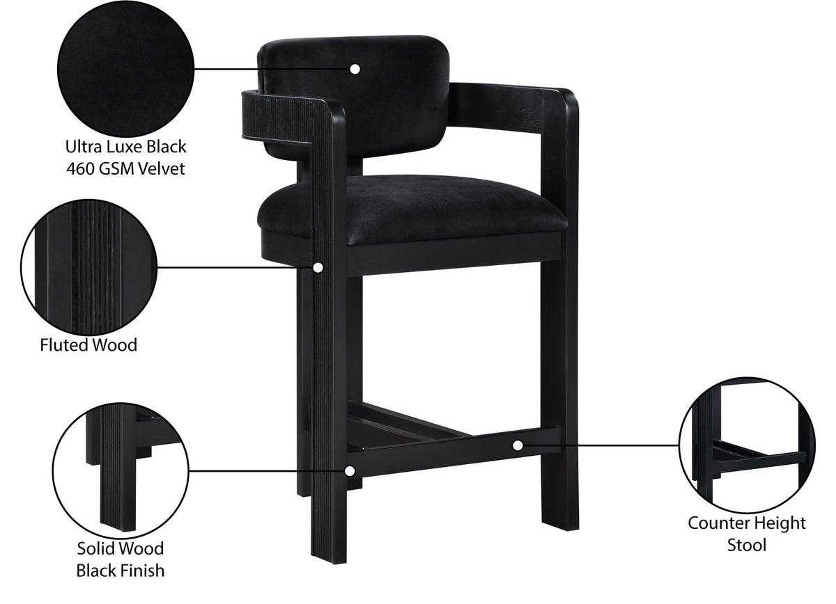 Sacha - Velvet Stool With Black Base