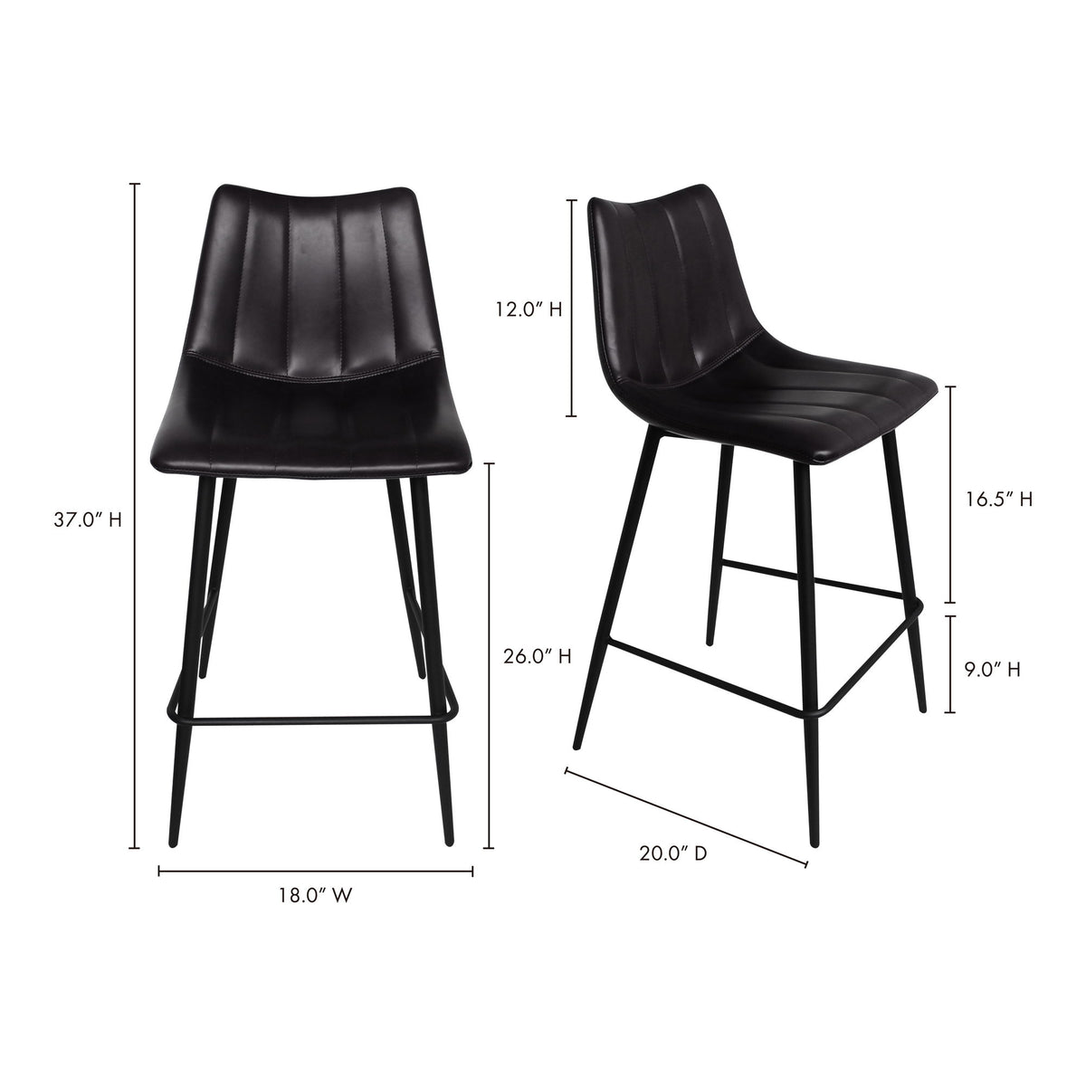 Alibi - Counter Stool (Set of 2) - Matte Black