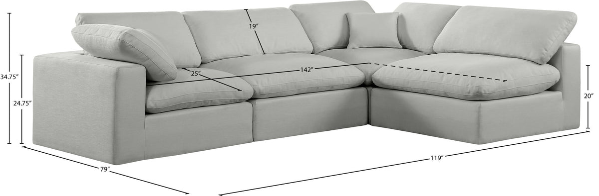 Comfy - 4 Piece Linen Fabric Modular Armless Sectional