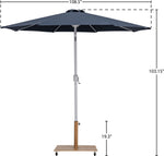 Fiji - Aluminum Patio Umbrella With Square Teak And White Base