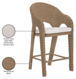Seacrest - Olefin Water Resistant Fabric And Wicker Outdoor Patio Bar Stool