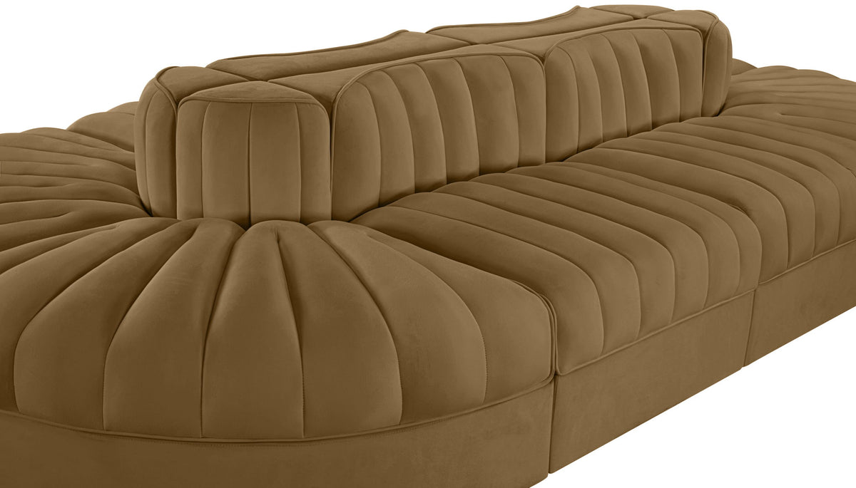 Rummi - Oval Velvet Performance Fabric Upholstered 8 Piece Modular Sectional
