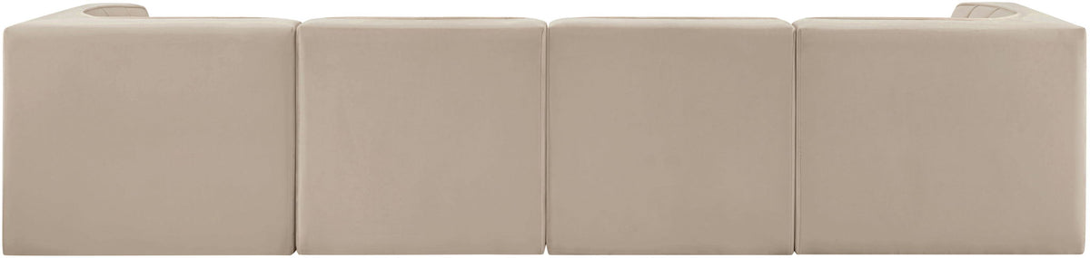 Rummi - Velvet Performance Fabric Upholstered 4 Piece Modular Sofa