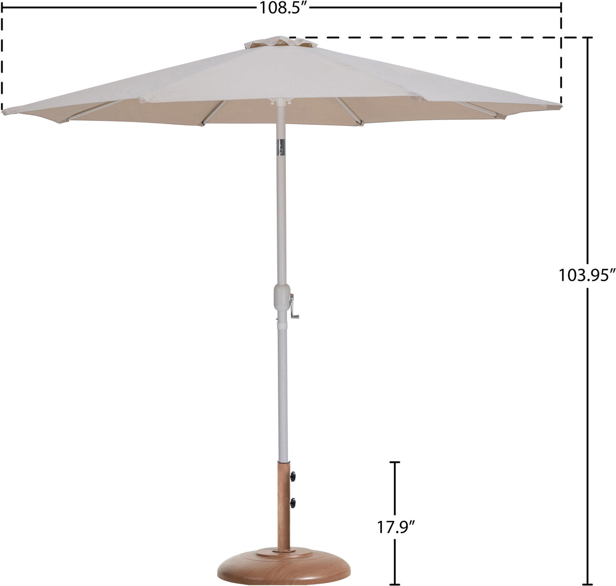 Fiji - Aluminum Patio Umbrella With Round Teak And White Base