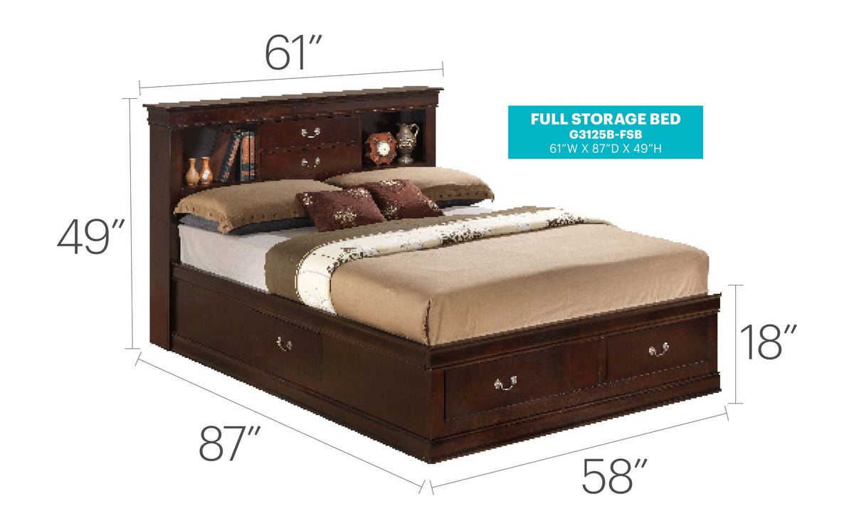 Glory Furniture - Louis Phillipe - Bookcase Storage Bed