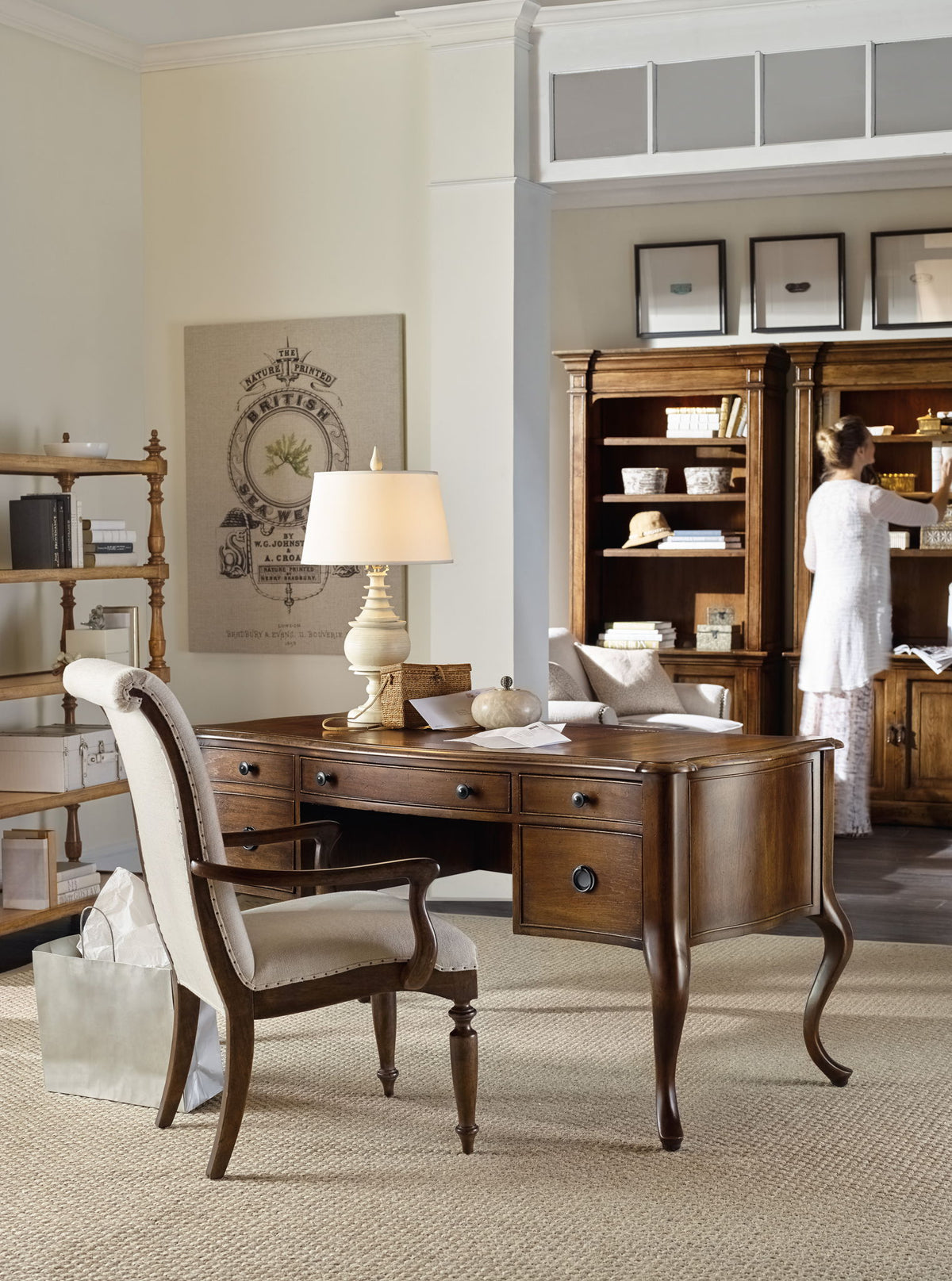 Archivist - Upholstered Side Chair - Beige / Dark Brown
