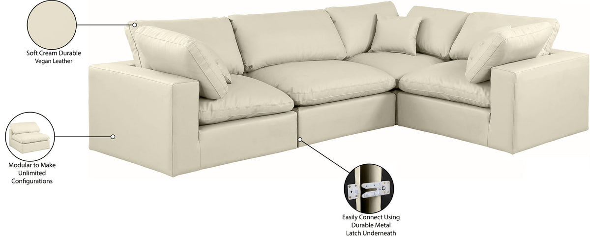 Comfy - 4 Piece Faux Leather Modular Sectional