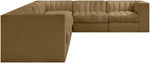 Rummi - Velvet Performance Fabric Upholstered 7 Piece Modular Sectional (With 3 Corner Chairs)