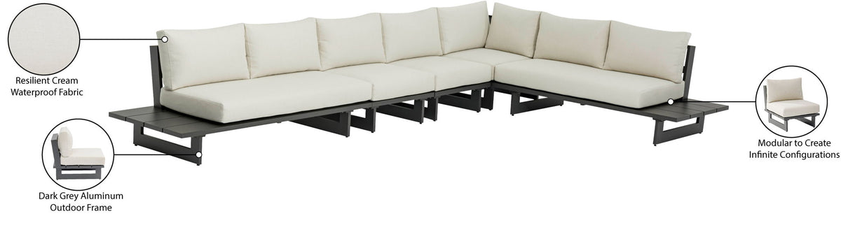 Maldives - 5 Piece Water Resistant Outdoor Patio Modular Sectional With Gray Base