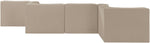 Rummi - Rounded Velvet Performance Fabric Upholstered 6 Piece Modular Sectional