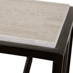 Reed - Travertine Console Table - Black & Light Brown