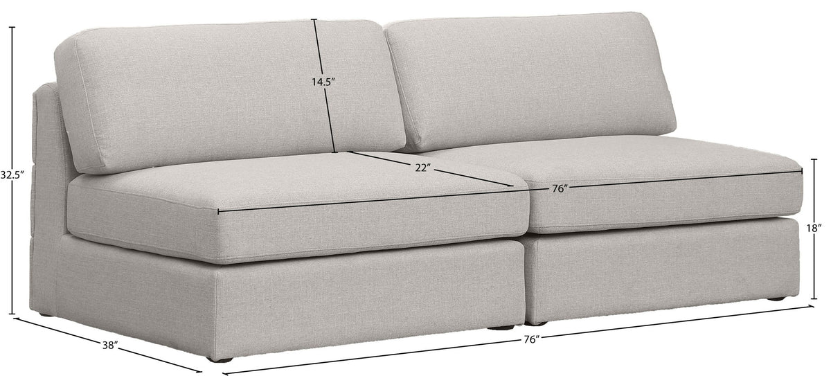 Beckham - Modular 2 Seat Armless Sofa