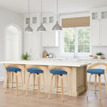 Sonia - Modern Swivel Counter Height Bar Stool - Patterned Oak Wood Finish