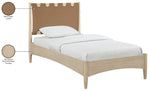 Santos - Vegan Leather Headboard And Wood Bed - Waxed Natural Frame