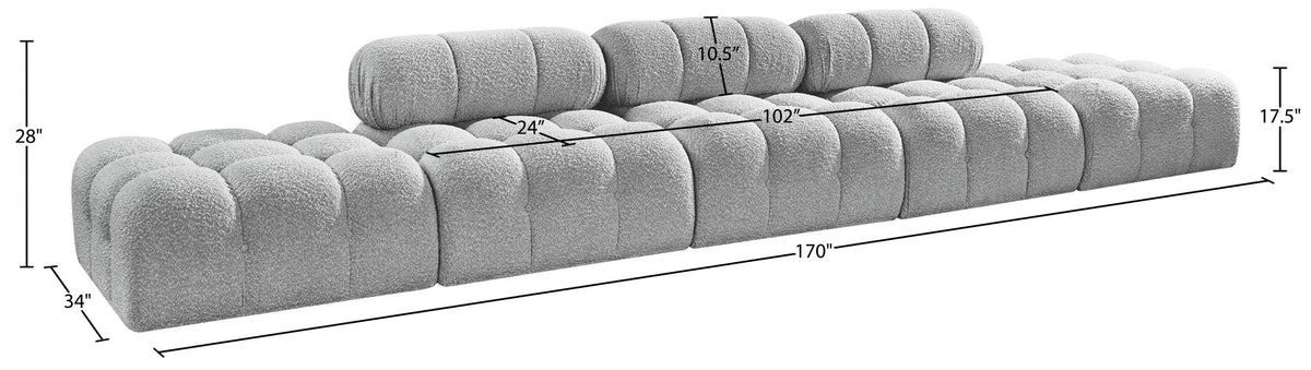 Ames - 5 Piece Boucle Upholstered Modular Sofa With 2 Armless Seats