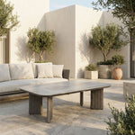 Ciela - Outdoor Rectangular Sintered Stone Coffee Table With Rattan Accents And Frame - Dark Bronze