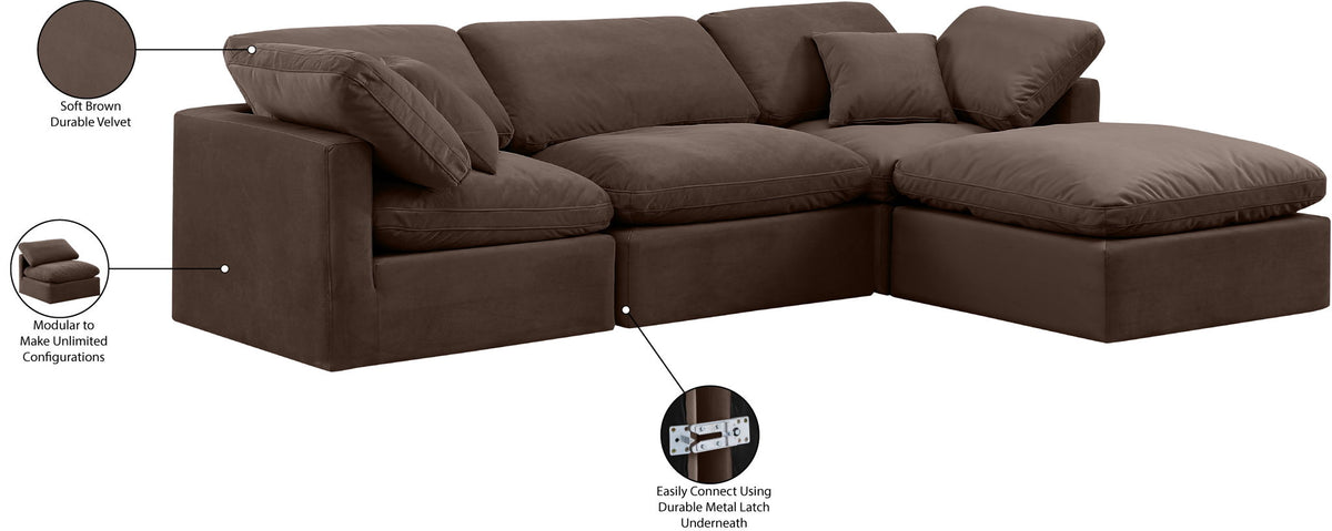 Indulge - Velvet 4 Piece Modular Sectional With Chaise