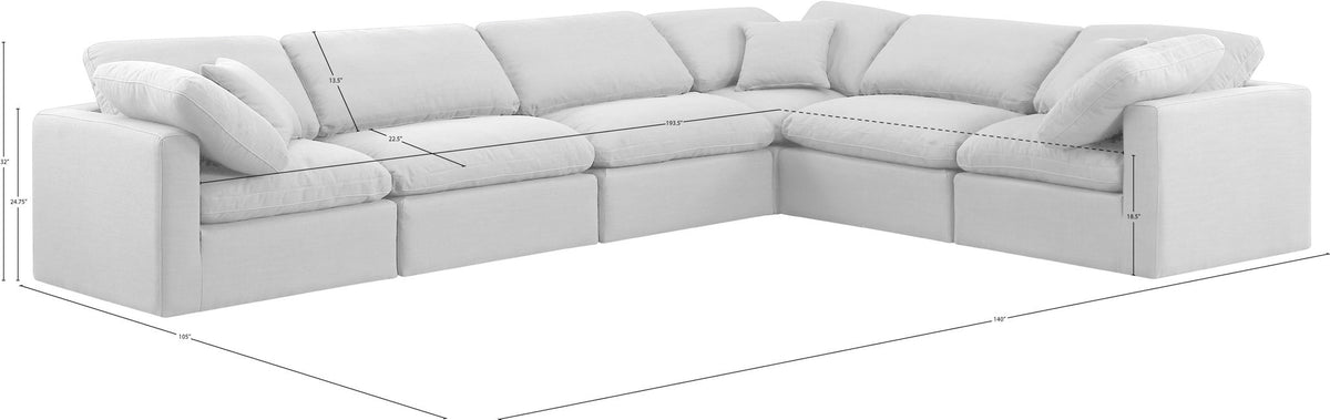 Indulge - Linen 6 Piece Modular Corner Sectional - White