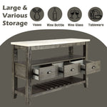 Merel - Server - White Marble Top & Gray Oak
