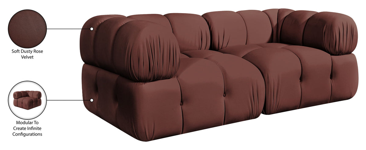 Orin - Velvet Performance Fabric Upholstered 2 Piece Modular Sofa (2 Corner Chairs)