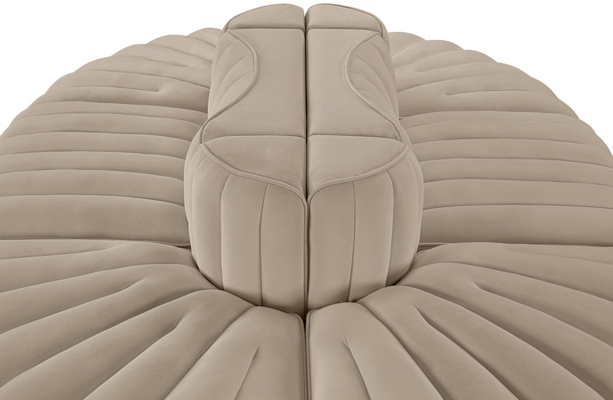 Rummi - Oval Velvet Performance Fabric Upholstered 6 Piece Modular Sectional