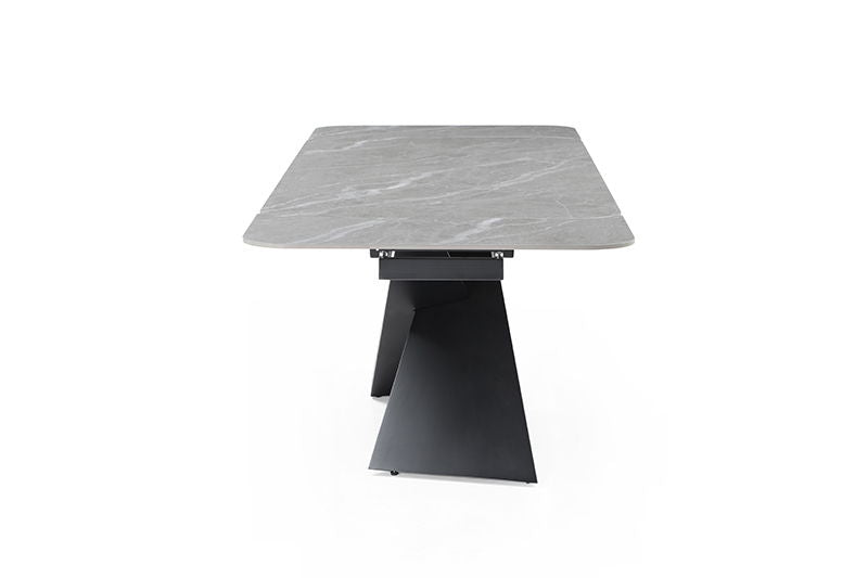 9422 - Ceramic & Metal Dining Table - Gray / Black