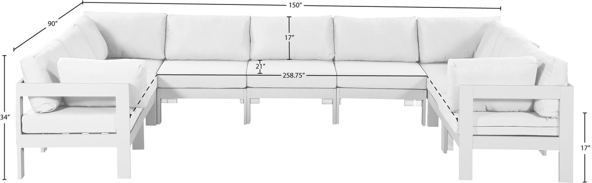 Nizuc - Outdoor Patio 9 Piece Modular Sectional With White Frame