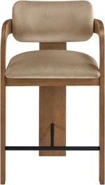 Cedra - Velvet Performance Fabric Upholstered Counter Stool - Brown Frame