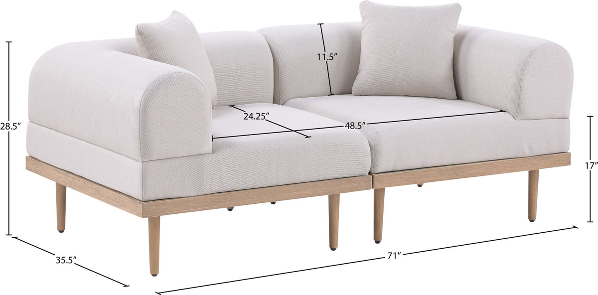 Laguna - 2 Piece Resilient Water Resistant Fabric 71" Upholstered Outdoor Patio Modular Loveseat