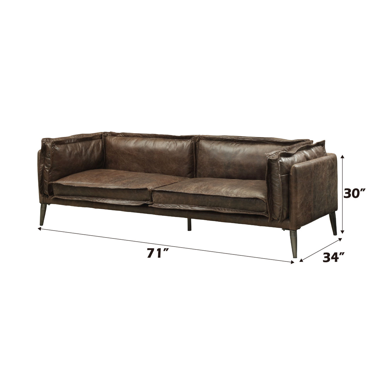 Porchester - Loveseat - Distress Chocolate Top Grain Leather