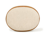 Huche - Cotton Jute and Vegan Leather Oval Ottoman - Natural