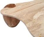 Liona - Marble And Acacia Wood Coffee Table