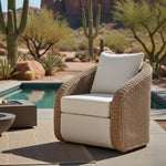 Pavilion - Rattan And Metal Outdoor Lounge Chair With Cushions - Boucle White / Natural