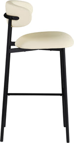 Lupita - Vegan Leather Upholstered Bar Stool (Set of 2) - Cream / Matte Black