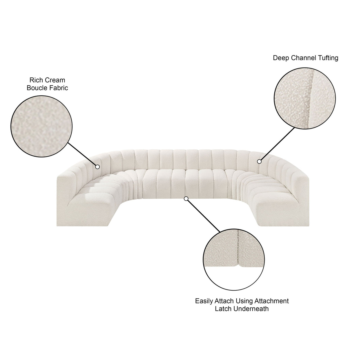Arc - Boucle Fabric 8 Piece Modular Sofa